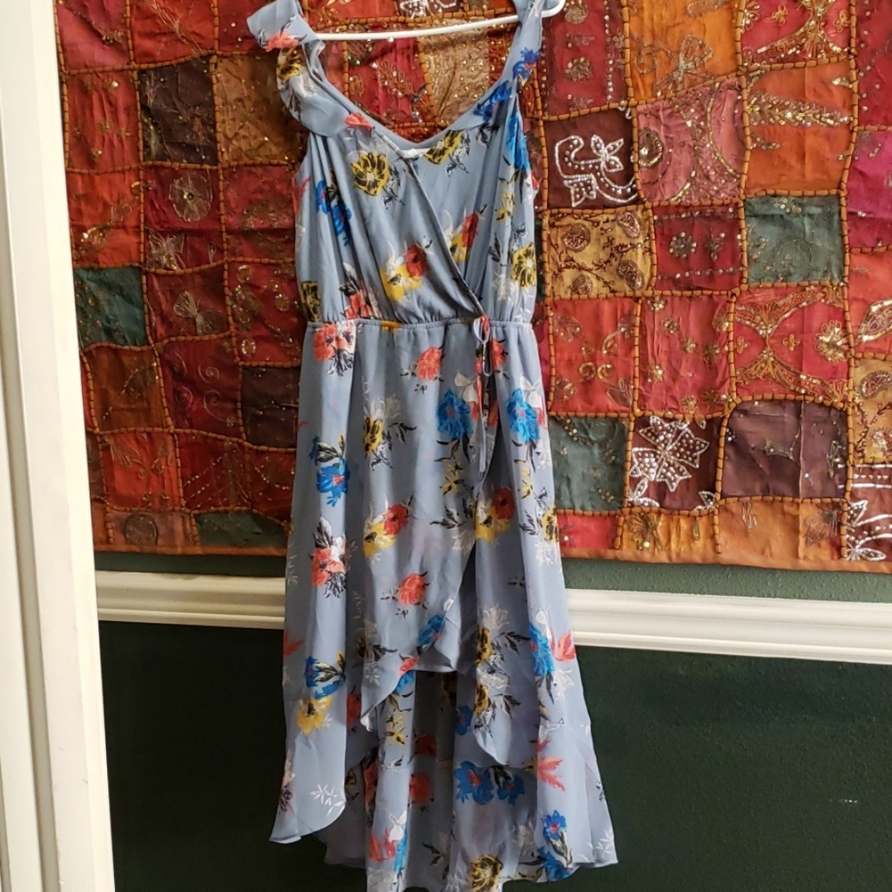 Maurices gray and floral high low dress. Size M